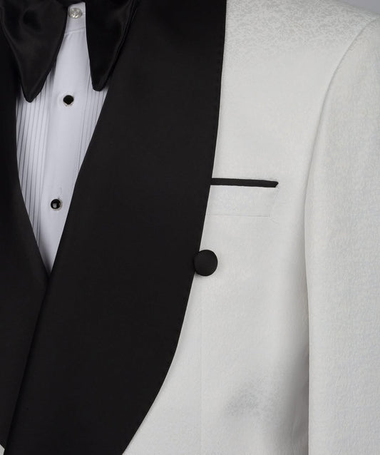 Classic White Tuxedo with Black Peak Lapel