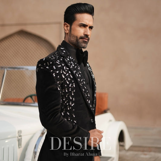 Black Armani Embellished Tuxedo Jacket