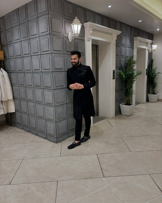 Midnight Majesty Embroidered Sherwani
