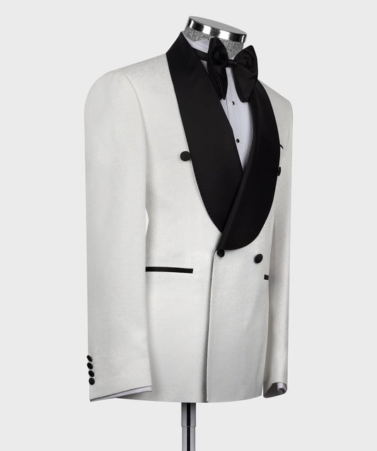 Classic White Tuxedo with Black Peak Lapel