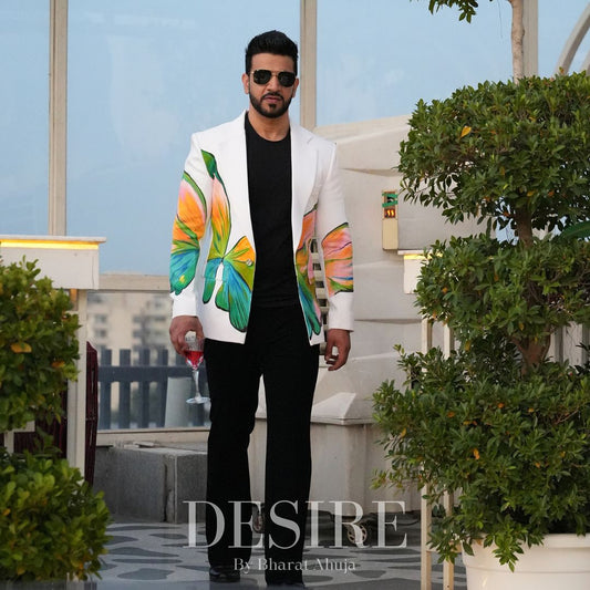 Hand-Painted Butterfly Blazer