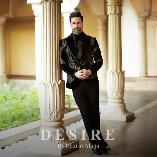 Velvet Ember Embroidered Tuxedo