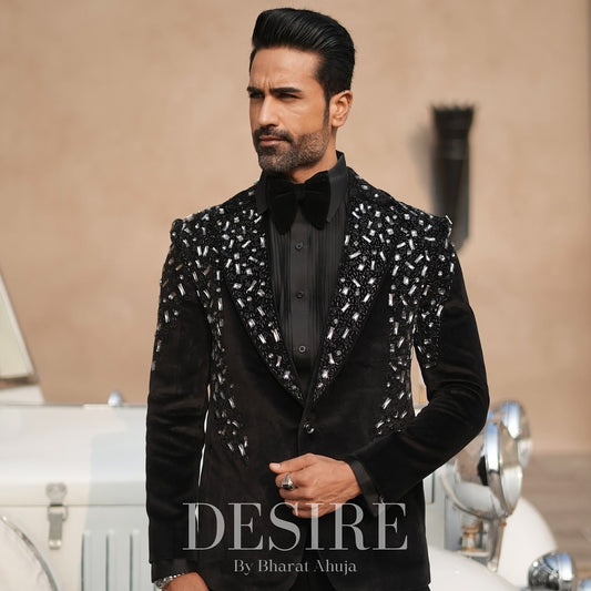 Black Armani Embellished Tuxedo Jacket