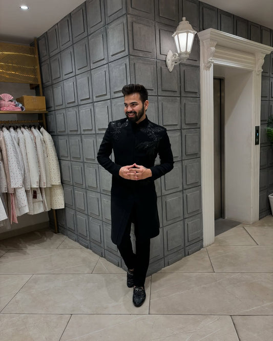 Midnight Majesty Embroidered Sherwani