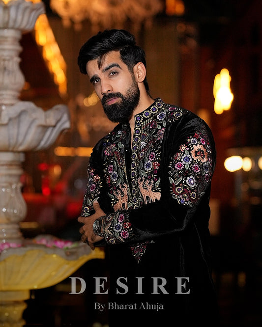 Midnight Wilderness Embroidered Velvet Indo