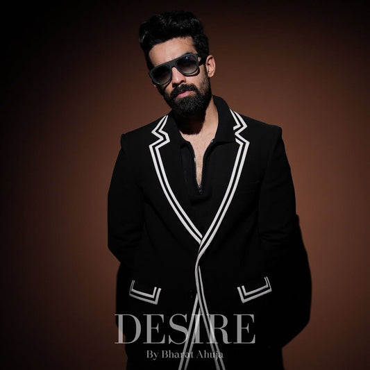 Black Contrast Piping Blazer